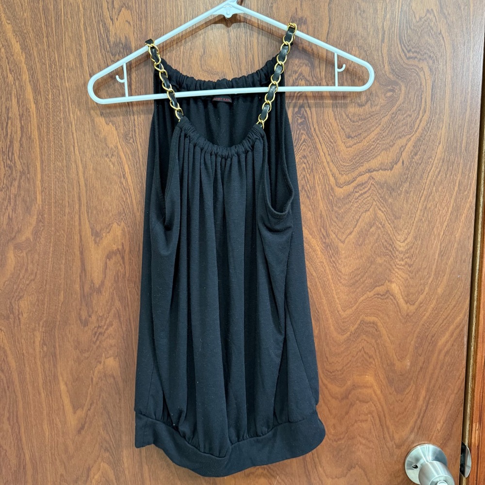Candy Rain Black Chain Strap Tank Top Sleeveless Blouse Casual - Picture 2 of 5
